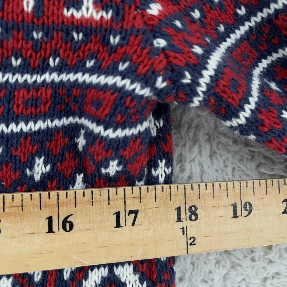Levi's Holiday Sweater Mens Small Fair Isle Knit Navy Red Crewneck Pullover Xmas
